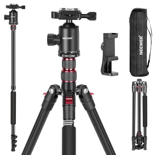 NEEWER 77 inch Camera Tripod Monopod for DSLR, Phone with 360° Panoramic Ball Head, 2 Axis Center Column, Arca Type QR Plate, Bag, Compact Aluminum...