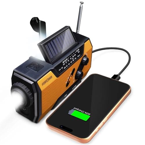 FosPower Emergency Weather Radio (Model A1) NOAA/AM/FM with 7000mWh Portable Power Bank, USB/Solar/Hand Crank Charging, Battery Operated, SOS Alarm...