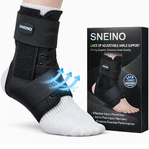 SNEINO Ankle Brace for Sprained Ankle, Adjustable Lace Up Ankle Brace for Women & Men, Ankle Stabilizer for Injury Recovery, Sprain, Joint Pain,...