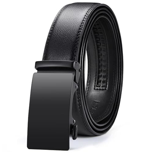 VATAN Ceinture en cuir à cliquet pour homme, tenue décontractée au quotidien, avec boucle réglable, garniture adaptée à l'ajustement