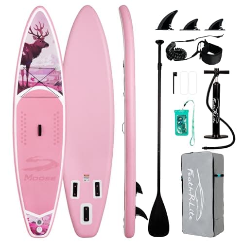 FunWater Inflatable Paddleboard Stand Up Paddle Board with Ultra-Light SUP Premium Accessories Non-Slip Comfort Deck for Youth＆Adults (Blush Moose)