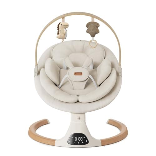 Balançoires pour bébés pour nourrissons, balançoire pour bébé Monamii, balançoire pour bébé Bluetooth avec haut-parleur musical, 5 vitesses et télécommande, ...