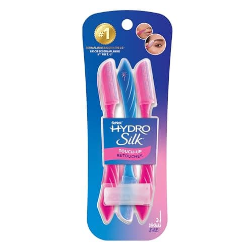 Rasoir visage exfoliant polyvalent Schick Hydro Silk Touch-Up pour femme | Outil de dermaplaning, rasoir à sourcils et rasoir facial avec couvercle de précision |...