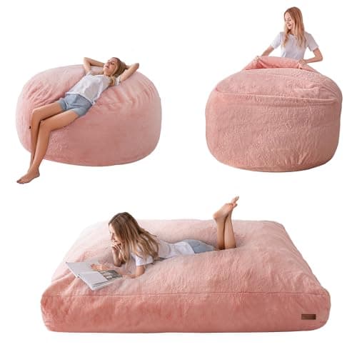 MAXYOYO Pouf géant, pouf convertible se plie de la chaise paresseuse au matelas de sol, canapé-lit au sol avec mousse haute densité...