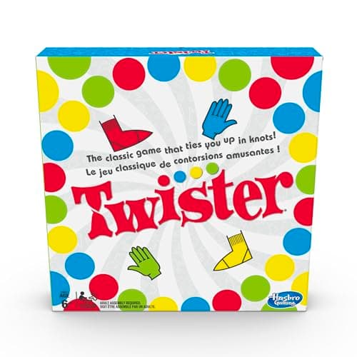 Hasbro Twister Game, Party Game, Classic Board Game for 2 or More Players, Indoor and Outdoor Game for Kids 6 and Up, English and French Bilingual...