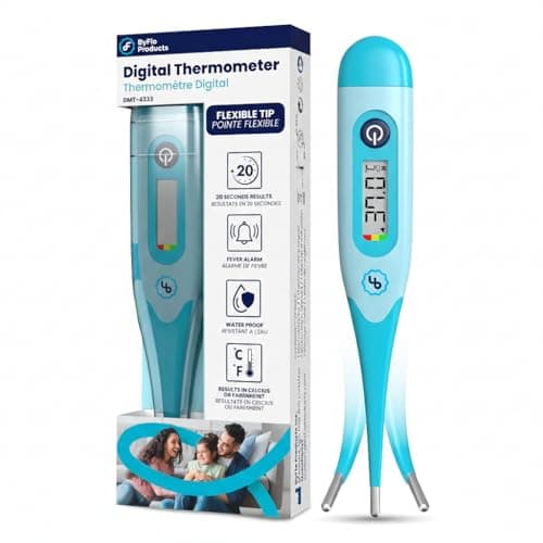 ByFloProducts Flexible Tip Digital Thermometer – Comfortable & Safe Baby Thermometer, 20Sec Fast & Accurate Readings – Oral Rectal Underarm...