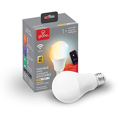 Globe Electric Wi-Fi Smart 10 Watt (60W Equivalent) Tunable White Dimmable Frosted Led Light Bulb, No Hub Required, Voice Activated, 2000K - 5000K,...
