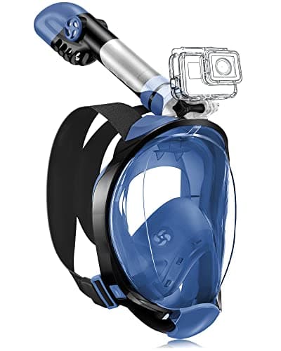 Masque de plongée complet X99 pour adultes, équipement de plongée en apnée avec le dernier système respiratoire sec anti-buée et anti-fuite, ensemble de plongée en apnée avec vue panoramique à 180 °...