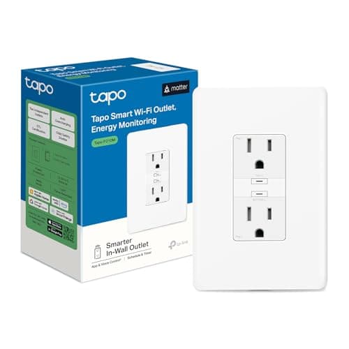 TP-Link Tapo Smart Plug P210M, prise murale Wi-Fi, compatible Matter, surveillance de l'énergie, 15A/1800W Max, fonctionne avec Alexa, Apple Home, Google...