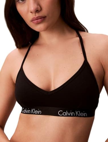 Calvin Klein Motive Bralette légèrement doublée en coton pour femme Noir Taille L