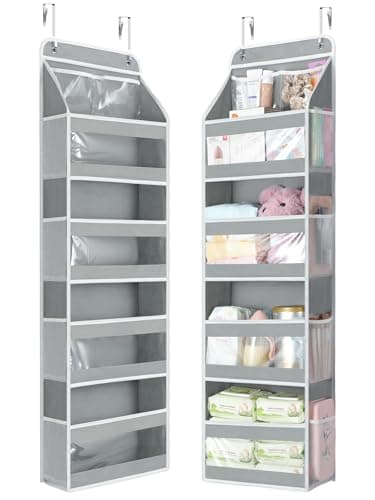 Yecaye Organiseur de porte à 5 niveaux 1 pièce, rangement pour animaux en peluche avec fenêtres en PVC transparent, organiseur de porte à suspendre pour chambre à coucher, chambre d'enfant, placard, dortoir...