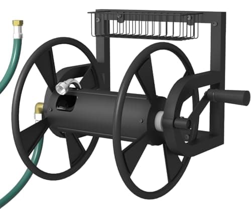 Enrouleur de tuyau mural de jardin Artigarden, enrouleur de support de tuyau d'eau robuste pour l'extérieur, peut contenir 125 pieds de tuyau de 5/8 pouces, avec un tuyau principal de 3,9 pieds,...
