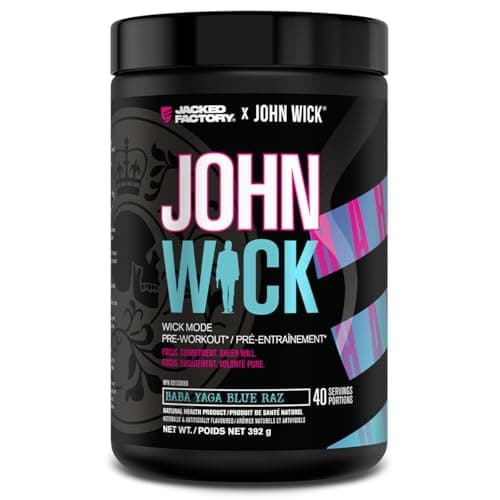 Jacked Factory X John Wick - Poudre de pré-entraînement Wick Mode - Énergie intense, concentration prête au combat, engagement imparable et volonté pure - 40...