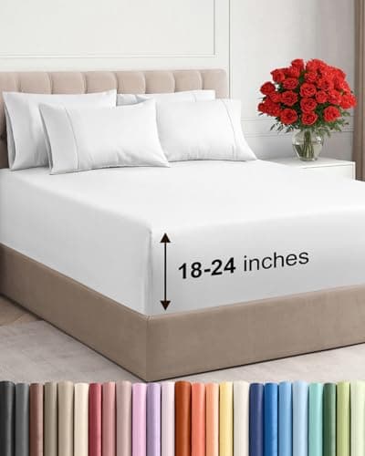 Extra Deep King Sheet Set - 6 Piece Breathable and Cooling Sheets - Hotel Luxury Bed Sheets Set - Easy & Secure Fit - Soft, Wrinkle Free and Comfy...