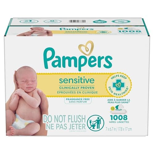 Pampers Baby Wipes Sensitive sans parfum, 12 paquets Pop-Top, 1 paquet (nombre de 1008)