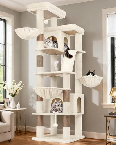 Globlazer Large Cat Tree Tower, 80inch XXL Tall Cat Tree for Multiple Indoor Cats Large Adult Kittens with Scratching Posts and Board, 3 Soft...