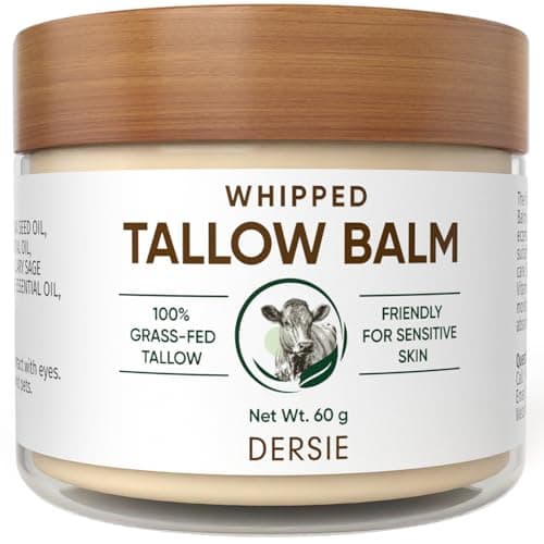 Whipped Beef Tallow Balm for Skin: Tallow Face Moisturizer with Australia Emu Oil - 100% Grass-Fed Whipped Tallow Balm for Deep Hydration and...