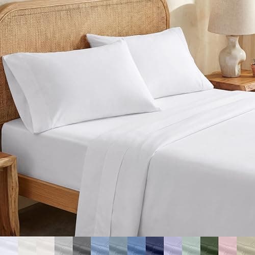 Ensemble de draps California Design Den King Size - Doux 100 % coton biologique, draps en percale croustillants avec poches profondes, ensemble de literie respirant et durable -...