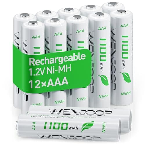 WENJOOP AAA Rechargeable Battery 12 Pack, NiMH 1100mAh 1.2V, Precharged Low Self-Discharge, 1200 Charge Cycles, for Toys Remote Flashlight Camera