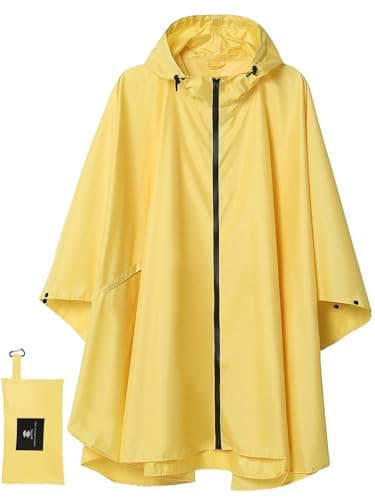 SaphiRose Poncho de Pluie Imperméable Femme avec Poches Jaune
