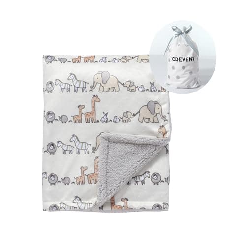 CREVENT Minky Couverture pour bébé fille et garçon, couverture de réception en peluche douce pour nouveau-né – 76,2 x 101,6 cm (animal)