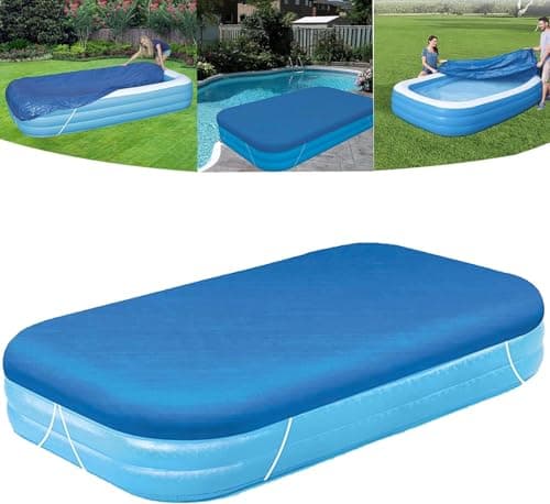 Inflatable Pool Cover for 120in x 72in Rectangle Swimming Pool, Rectangular Pool Covers, Built-in Elastic Dustproof Rainproof Foldable Above Ground...