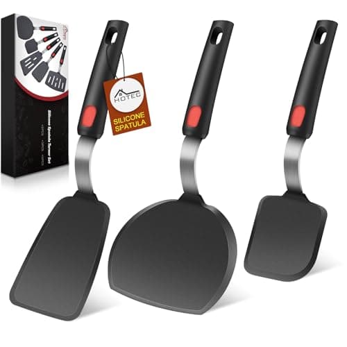 Hotec Silicone Spatula Turner for Nonstick Cookware, Flexible 600F Heat Resistant Cooking Utensils, Ideal for Flipping Eggs, Burgers, Pancakes,...
