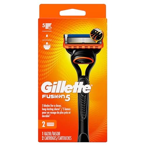 Rasoir pour hommes Gillette Fusion5, comprend 1 manche + 2 recharges
