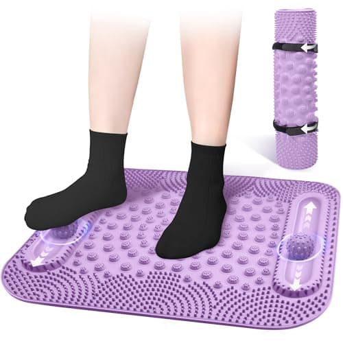 Tapis de massage des pieds GEENOA avec deux balles de massage, tapis d'acupression et de réflexologie à 5 zones pour diverses stimulations, coussin de points de pression portable pour les pieds...