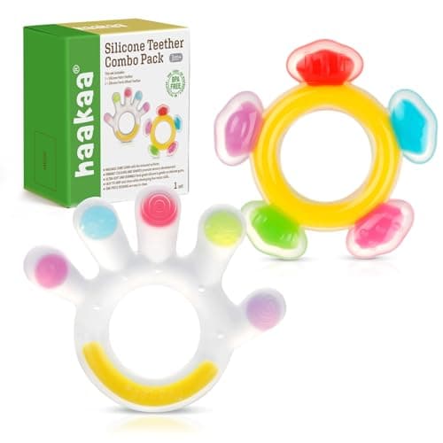 haakaa Silicone Teether Combo -Baby Freezer Teething Toy - Soft Cold Teether - Soothe Teething Pain & Itching Gum -Perfect Size-Palm & Ferris Wheel...