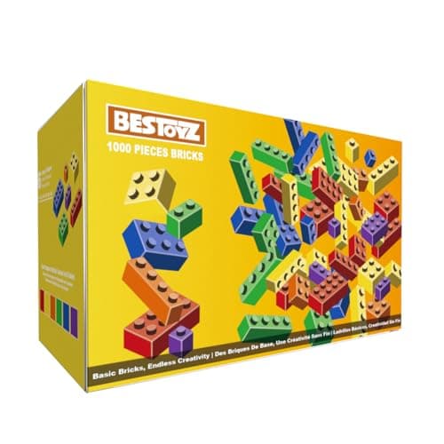 Bestoyz Building Bricks 1000 Pieces in Rainbow Colors, Classic Generic Building Blocks Toys for Boys & Girls, Educational Building Toys for...