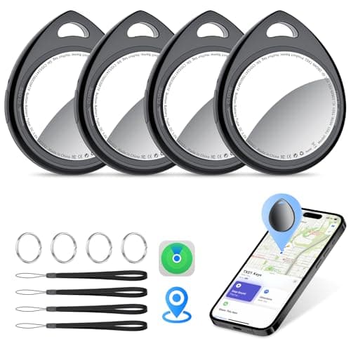 QCOQ Air Tags 4 Pack, Smart Key Finder Work with Find My (iOS Only), 100dB Bluetooth Tracker, Smart Tag with Keychain/Lanyard, Item Finder for...