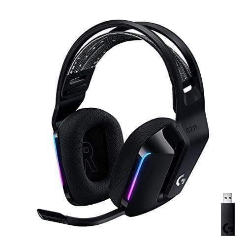 Logitech G733 Lightspeed Casque de jeu sans fil avec bandeau suspendu, LIGHTSYNC RVB, technologie de micro Blue VO!CE et pilotes audio PRO-G - Noir