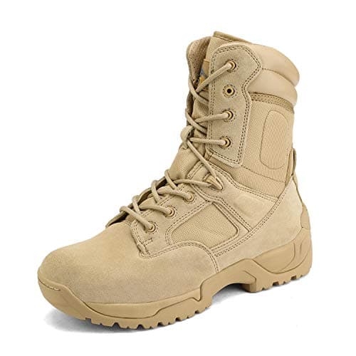 NORTIV 8 Men's Military Tactical Combat Boots Motorcycle Hiking Side Zip Work Boots RESPONSE,Size 11,Sand,RESPONSE