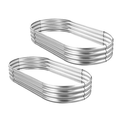 Land Guard 2 pièces lit de jardin surélevé en acier galvanisé, grands lits de jardinières surélevés en métal de 8 x 4 x 1 pi, lit de jardin surélevé en aluminium pour légumes, 8 x 4 x...