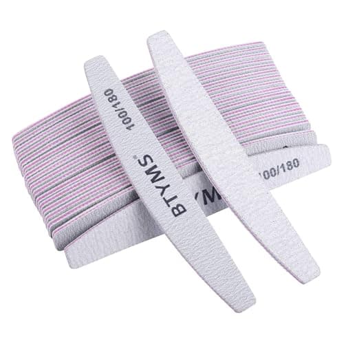 BTYMS 25 Pcs Nail Files 100/180 Grit Double Sided Emery Boards Coarse and Medium Nail File for Acrylic Nails and Natural Nails