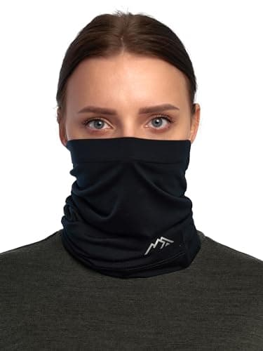 Merino.tech Merino Wool Ski Neck Gaiter - Face Mask Neck Warmer for Men and Women (165 Black)