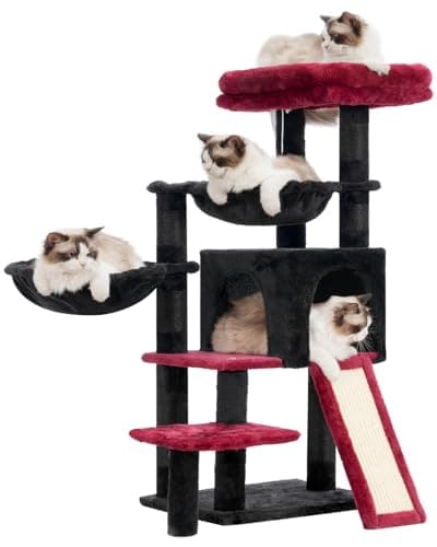 Gitelsnour Gothic Cat Tree, Cat Tower with condo, 2 Baskets, Large Platform, Scratch Board, Cat Scratching Posts for Indoor Cats, Black and red...