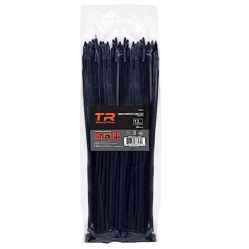 TR Industrial Multi-Purpose UV Resistant Black Cable Ties, 12 inches, 100 Pack