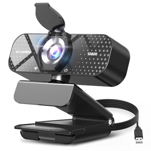 1080P Full HD Webcam with Auto Light Correction, Noise-Canceling Mic, Privacy Cover and Wide Angle Lens, Plug & Play USB Camera for...