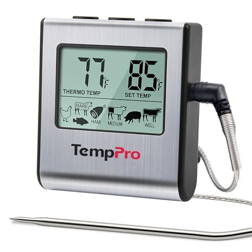 Thermomètre à viande numérique ThermoPro TP16 avec sonde de température de qualité alimentaire pour four à fumoir BBQ Grill Thermomètre alimentaire multifonctionnel avec...