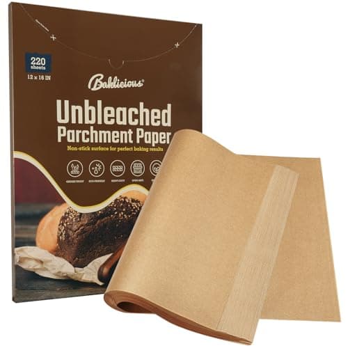 220 pièces de feuilles de cuisson en papier parchemin non blanchi, papier de cuisson en parchemin résistant prédécoupé Baklicious pour friteuse à air, four, ustensiles de cuisson, cuisson à la vapeur,...
