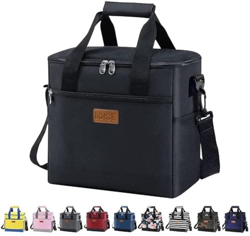 Iknoe Large Cooler Bag Collapsible 24 Can Insulated Bags Leakproof Lunch Cooler Tote with Multi-Pockets for Adult Insulated Lunch Box for Beach,...