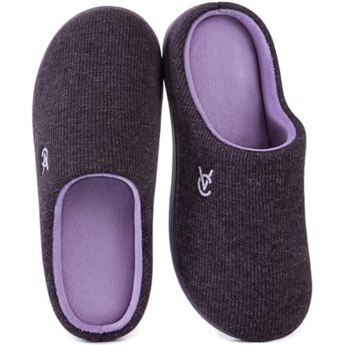 VeraCosy Pantoufles bicolores pour femme, douces et confortables, en mousse à mémoire de forme, antidérapantes, chaussures d'intérieur, de soirée, lilas, 9-10 US