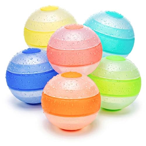6 PCS Reusable Water Balloons, Water Balloons Quick Fill, Self Sealing Water Balloon, Non-Magnetic, Soft Silicone, Waterboms for Kids, Boys, Girls,...