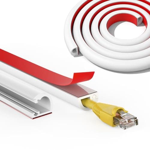 Wall Cord Hider 118 Inch, Self Adhesive Cable Hider Cord Cover for Wires, Flexible Wire Cover Cable Raceway for Cord Management W0.59 H0.39in White