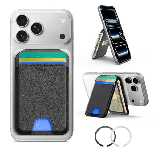 ESR pour portefeuille MagSafe avec support, blocage RFID avec anneau MagSafe, 5 porte-cartes pour étui de téléphone, portefeuille magnétique en cuir fin pour iPhone...