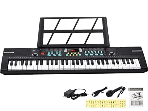 Clavier de piano 24HOCL 61 touches pour enfants (612 noir)