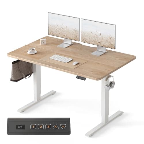 FEZIBO Standing Desk 47 x 24 Inch, Height Adjustable Desk with Memory Buttons, Electric Sit Stand Desk with 7th Gen Lift System, Home Office Table...