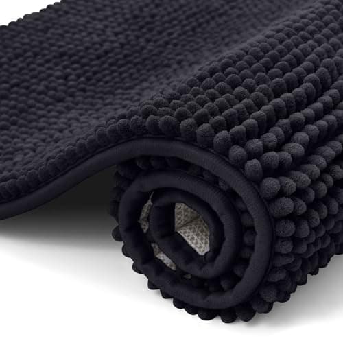 Kitinjoy Tapis de bain antidérapant en chenille, tapis de salle de bain extra doux, tapis de bain moelleux super absorbant pour salle de bain, tapis de bain à séchage rapide lavable en machine...